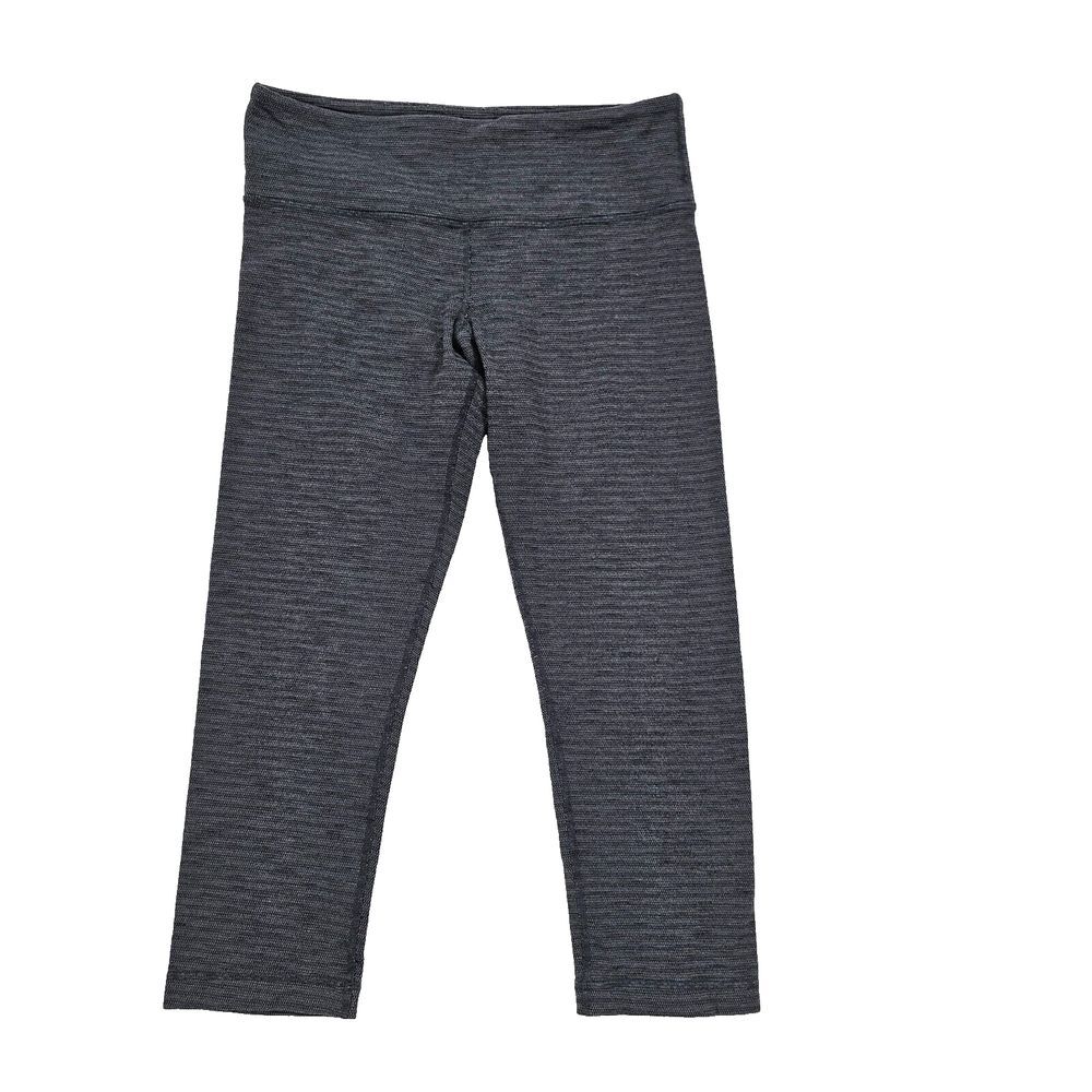 Lululemon Leggings Womens Size 4 Black Textured Mid Rise Cropped Activewear Yoga